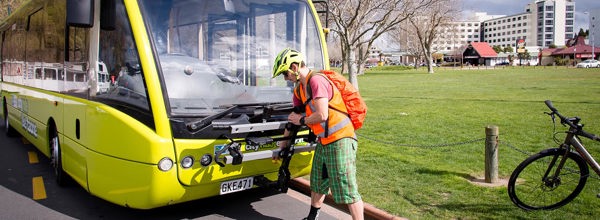 Bikes on bus in Rotorua