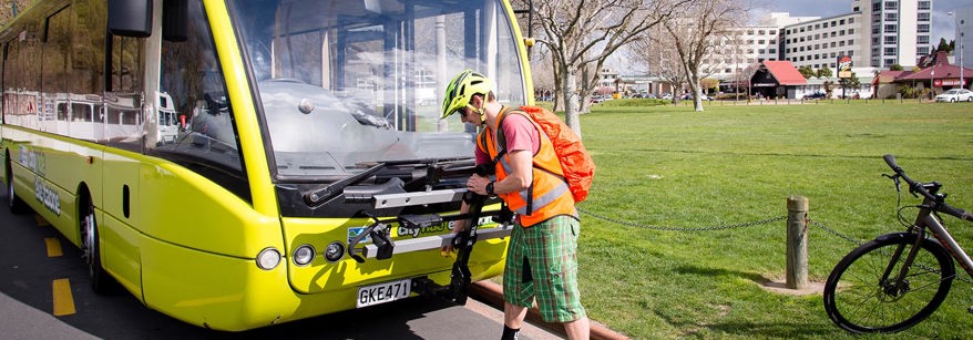 Bikes on bus in Rotorua