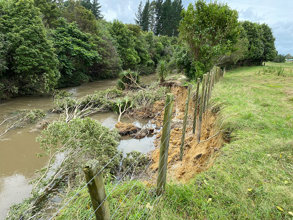 Erosion along riverbed