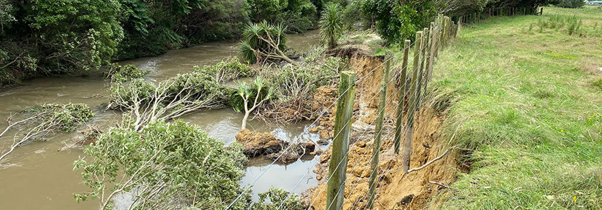 Erosion along riverbed